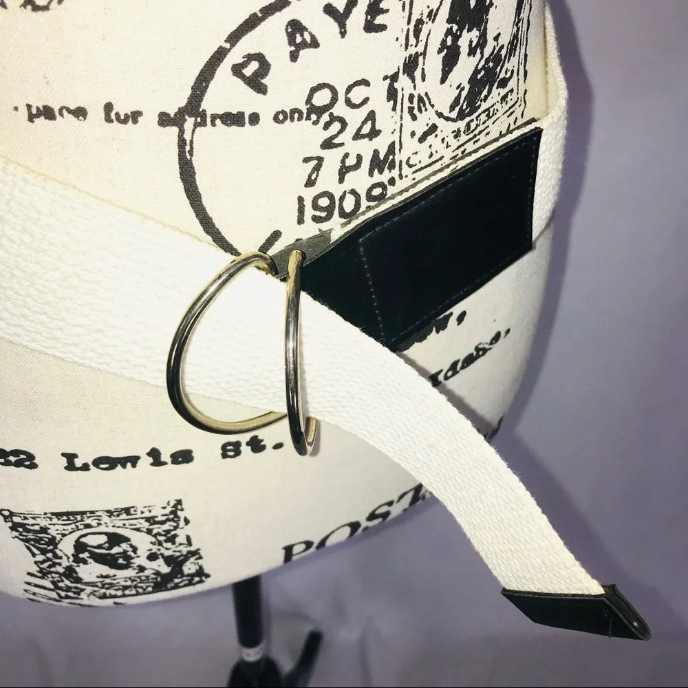Navy & Cream belt with double hoop buckle